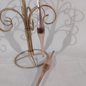New North Pole Vintage  Copper Glass Teardrop/Icicle Ornament, Lot of Two
